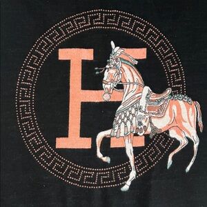 Equestrian Horse Design Wrap Scarf H Black and Tan Blush